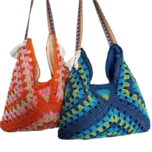 🆕 Artisanal - Shoulder Bags with Handwoven Geometric - Argyle Pattern - 2 color - Picture 11 of 12